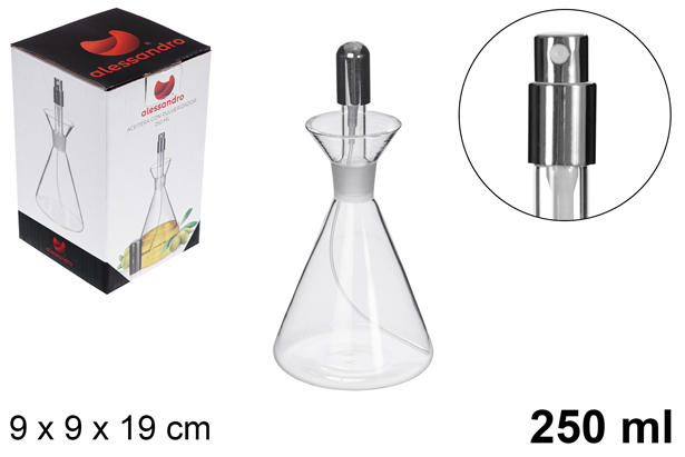 [115252] Aceitera cristal con tapón pulverizador 250 ml