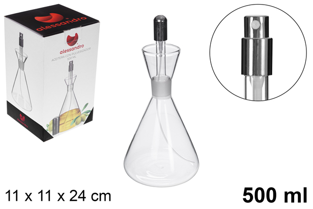[115253] Oliera in vetro con tappo a spruzzo 500 ml