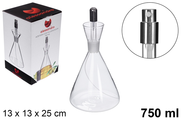 [115254] Aceitera cristal con tapón pulverizador 750 ml 