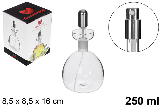[115257] Oliera tonda in vetro con tappo a spruzzo 250 ml