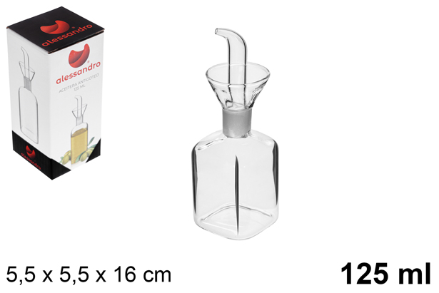 Aceitera cristal cuadrada antigoteo 125 ml