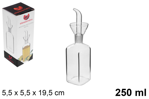Huilier verre avec bouchon anti-goutte 250 ml