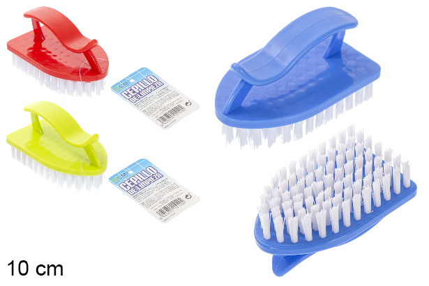 Cleaning brush with handle assorted color 10 cm