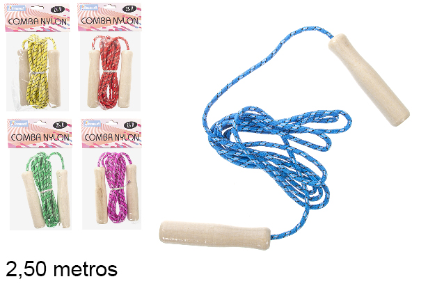 Nylon rope with wooden handle 2,5 m