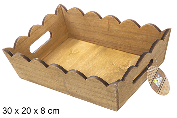 Scatola rettangolare in legno ondulato di mogano 30x20 cm