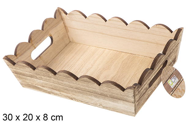 [115336] Vintage rectangular corrugated wooden box 30x20 cm