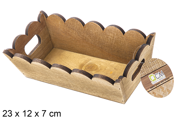 Caixa retangular de madeira ondulada em mogno 23x12 cm