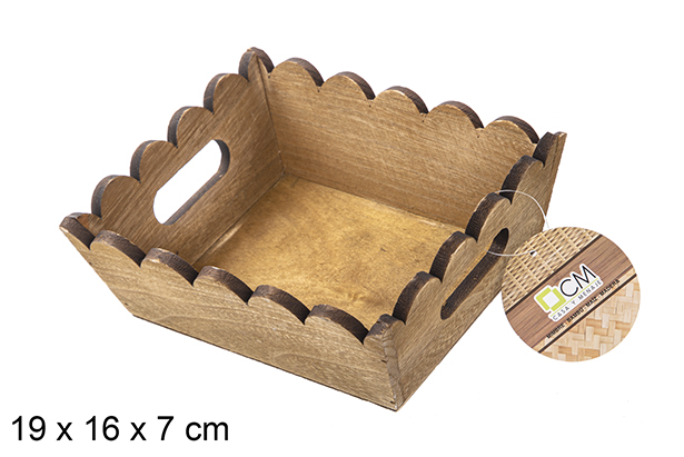 Caixa retangular de madeira ondulada em mogno 19x16 cm
