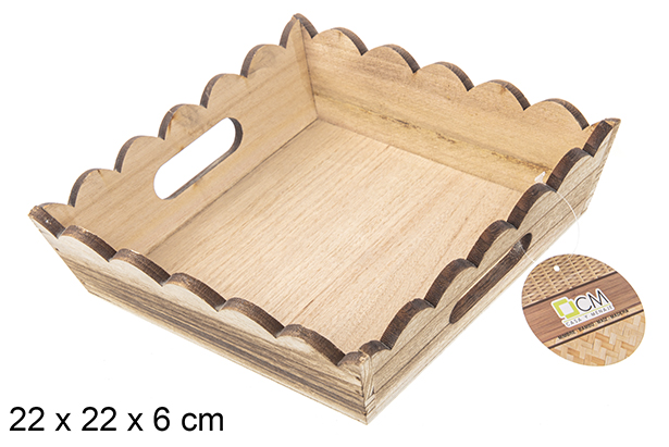 Vintage square corrugated wooden box 22 cm
