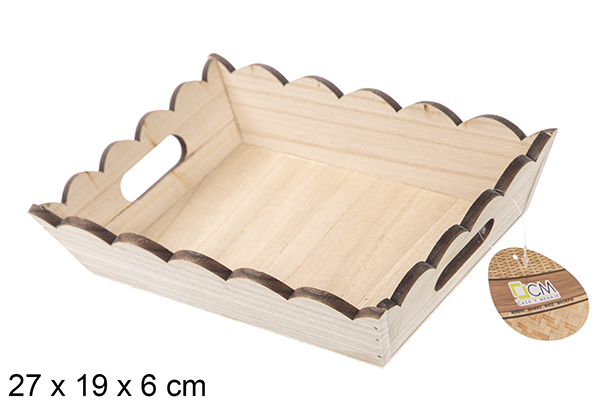 Scatola in legno ondulato rettangolare naturale 27x19 cm