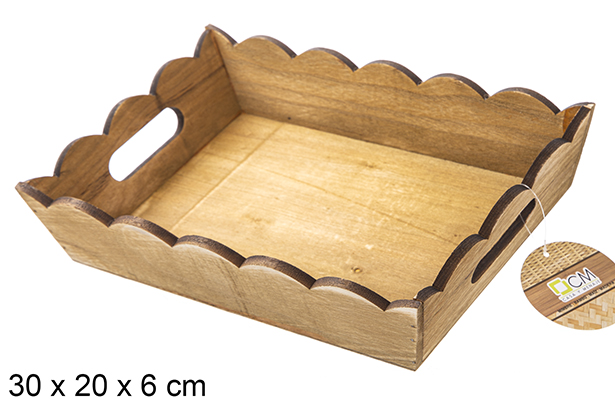Scatola rettangolare in legno ondulato di mogano 30x20 cm