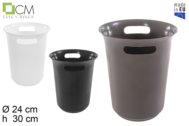 Papelera plástico oficina con asa 24 cm