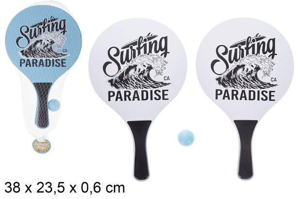 Set racchetta da spiaggia rettangolare decorato Surfing