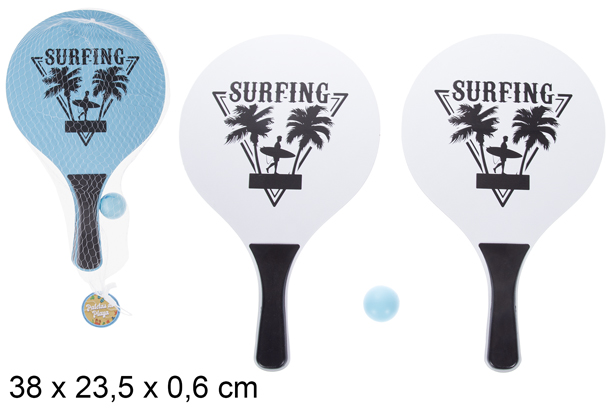 Rectangular beach racket set decorated Surfing