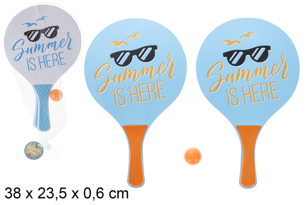 Rectangular beach racket set decorated Summer