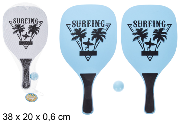 Juego paletas playa rectangular decorado Surfing