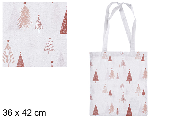 Sac en tissu de Noël décoré de sapin 36x42 cm