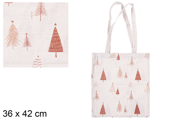 [115518] Sac en tissu de Noël décoré de sapin 36x42 cm