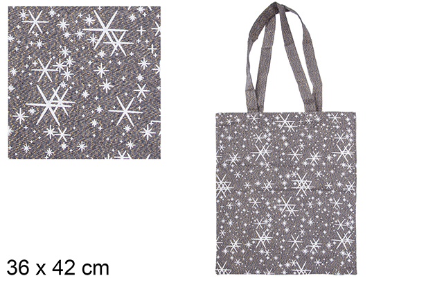 Sac en tissu de Noël marine/doré décoré d'étoile 36x42 cm