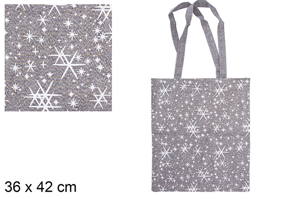Borsa natalizia in tessuto nautico/oro stella decorata 36x42 cm