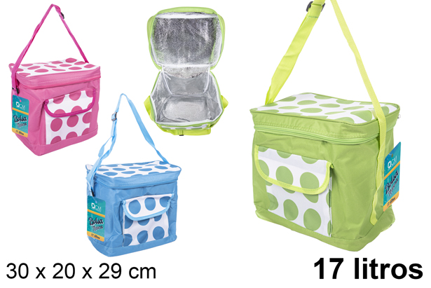 Bolsa nevera térmica decorada colores surtidos 30x20 cm (17 l.)