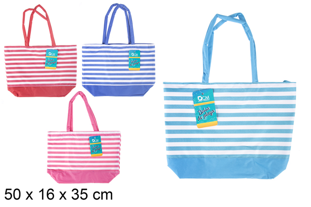 Bolsa playa decorada colores surtidos 50x16 cm
