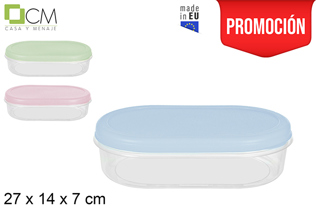 Lancheira oval com tampa cores pastel 27x14 cm