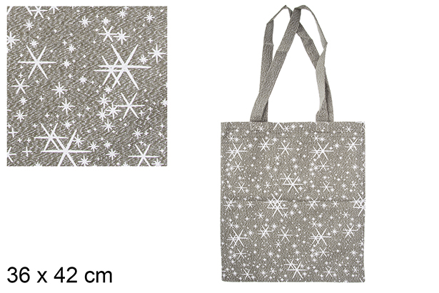 Christmas bag green/silver decorated star 36x42 cm