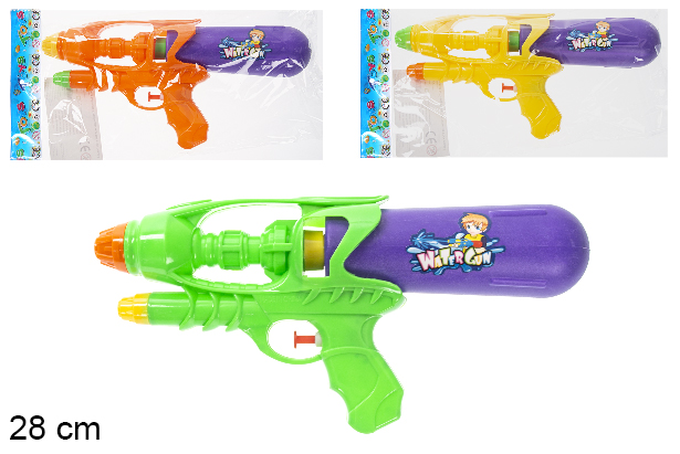 Pistolet à eau coloré 28 cm