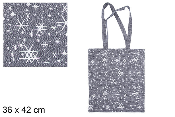 Bolsa tela Navidad marino/plata decorada estrella 36x42 cm