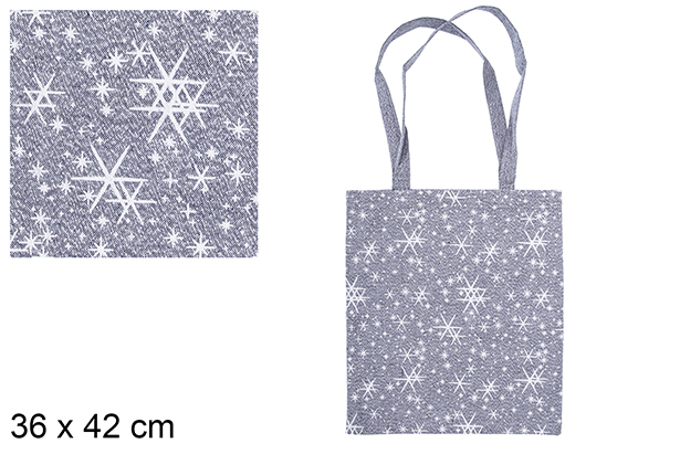 Bolsa tela Navidad marino/plata decorada estrella 36x42 cm