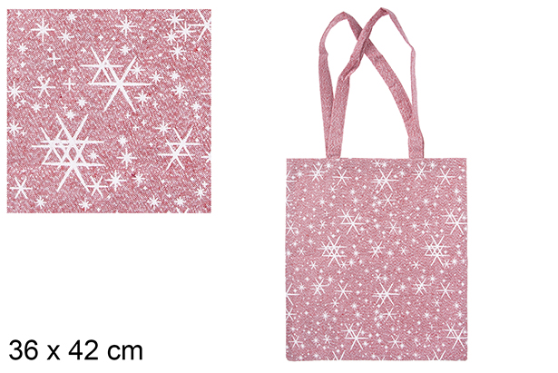 Saco de pano de Natal vermelho/prateado estrela decorada 36x42 cm