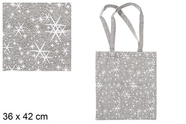 Bolsa de pano de Natal estrela decorada verde/prata 36x42 cm