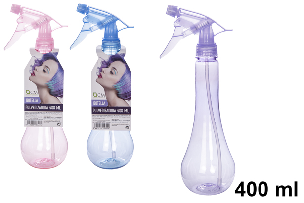 Garrafa de plástico com pulverizador cores sortidas 400 ml