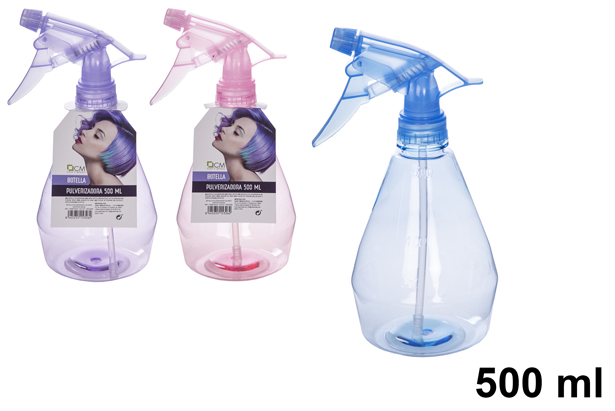 Botella plástico con pulverizador colores surtidos 500 ml