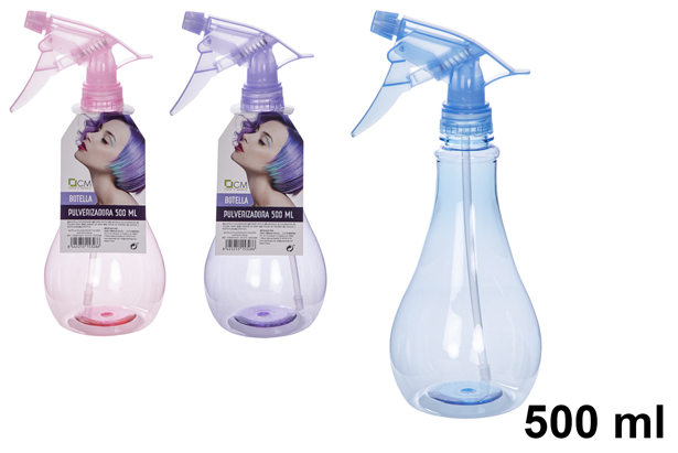 [115649] Botella plástico con pulverizador colores surtidos 500 ml