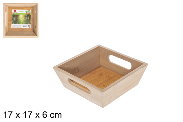 Plateau de rangement carré en bambou 17 cm
