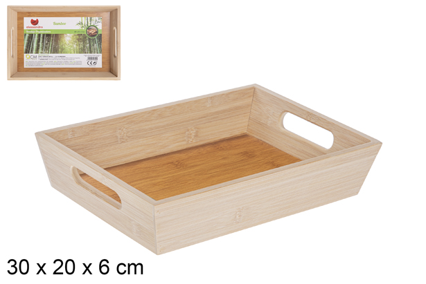 Bandeja de armazenamento em bambu 30x20 cm