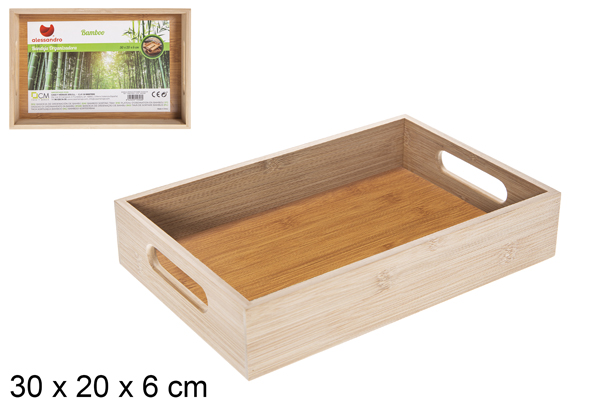 Plateau de rangement en bambou 30x20 cm