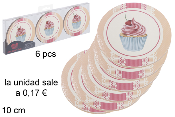 Pack 6 sottobicchiere tondo cake decorati 10 cm