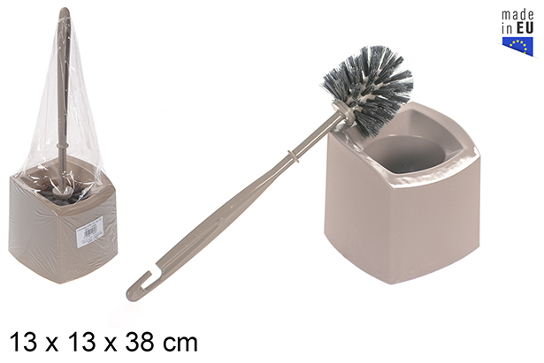 Beige plastic toilet brush holder