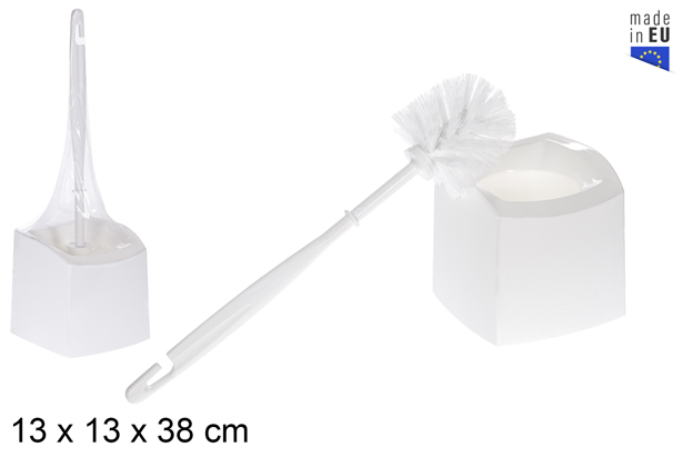 White plastic toilet brush holder