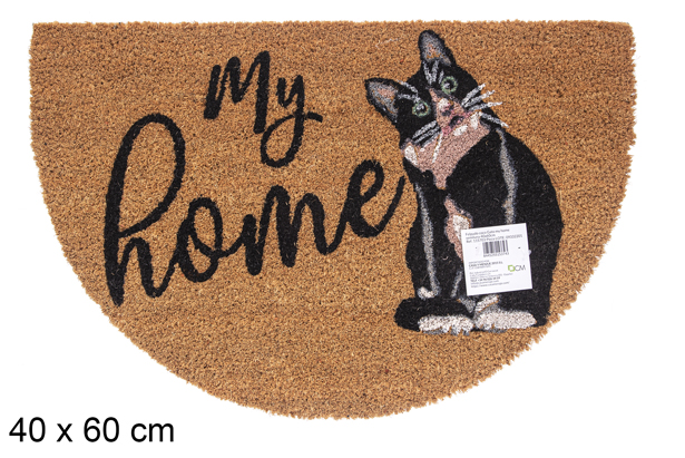 Felpudo coco Gato my home semiluna 40x60 cm