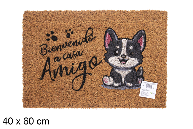 Capacho Coco Cão amigo 40x60 cm