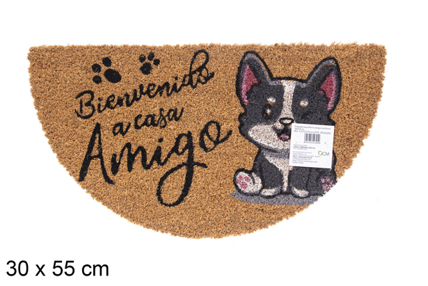 Felpudo coco Perro amigo semiluna 30x55 cm