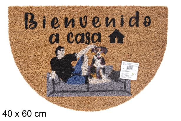 [115730] Zerbino in cocco a mezzaluna Bienvenido a casa 40x60 cm