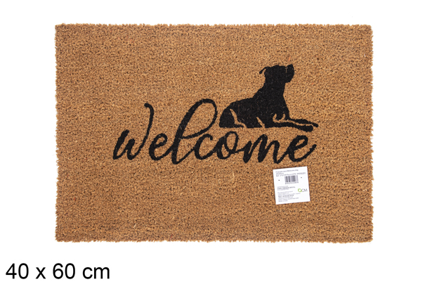 Capacho de coco de boas-vindas para cachorro 40x60 cm