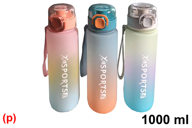 Bouteille d'eau en plastique tricolore 1.000 ml