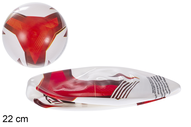[115768] Boule en plastique décorée triangle rouge 22 cm
