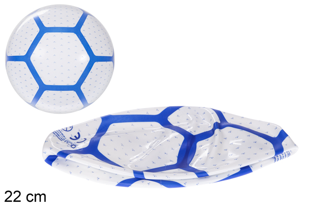 [115775] Balón plástico decorado hexagonal azul 22 cm